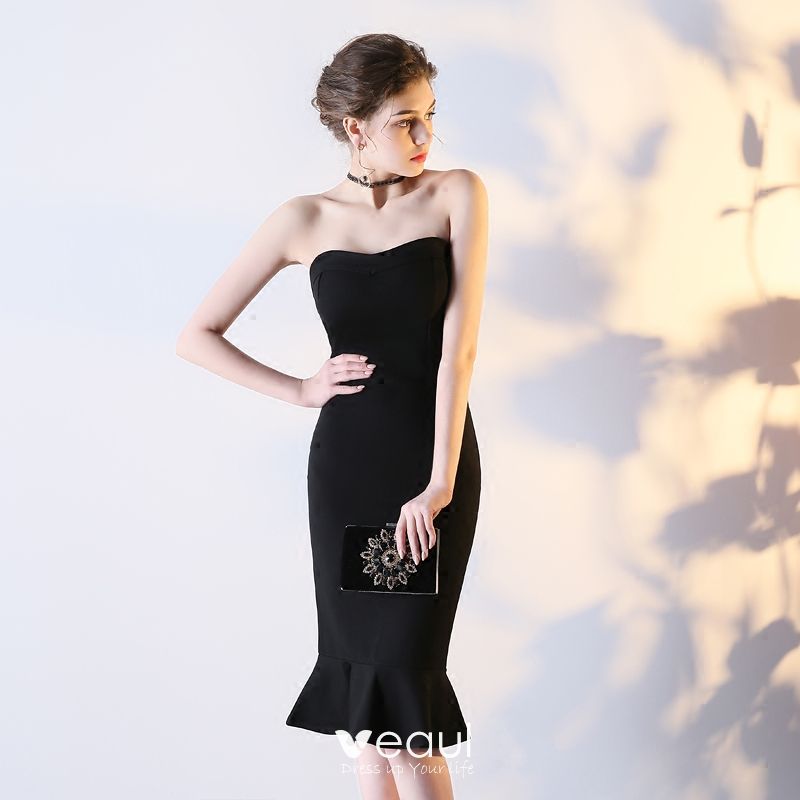 Modern / Fashion Party Dresses 2017 Black Knee-Length Trumpet / Mermaid ...