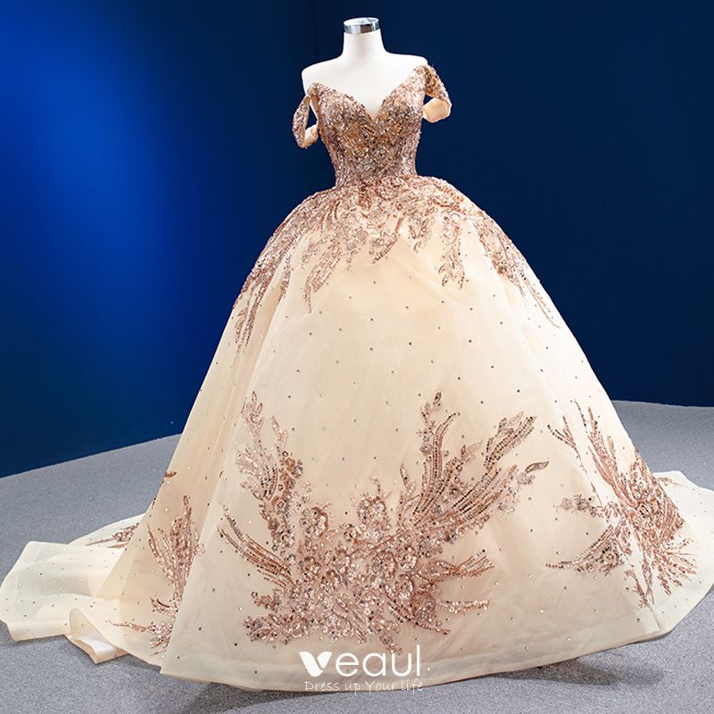 Veaul Sparkly Gold Glitter Wedding Veils 2019