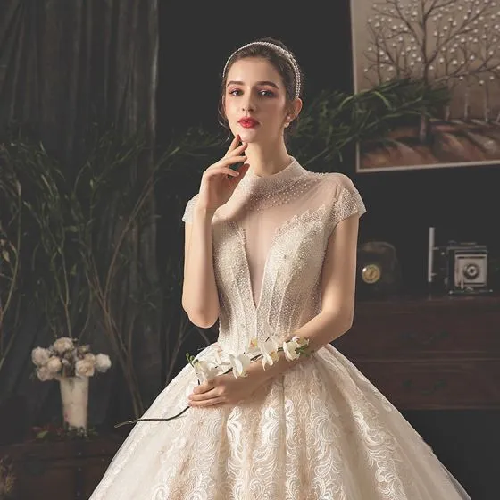 Vintage / Retro Champagne Wedding Dresses 2019 A-Line / Princess See ...