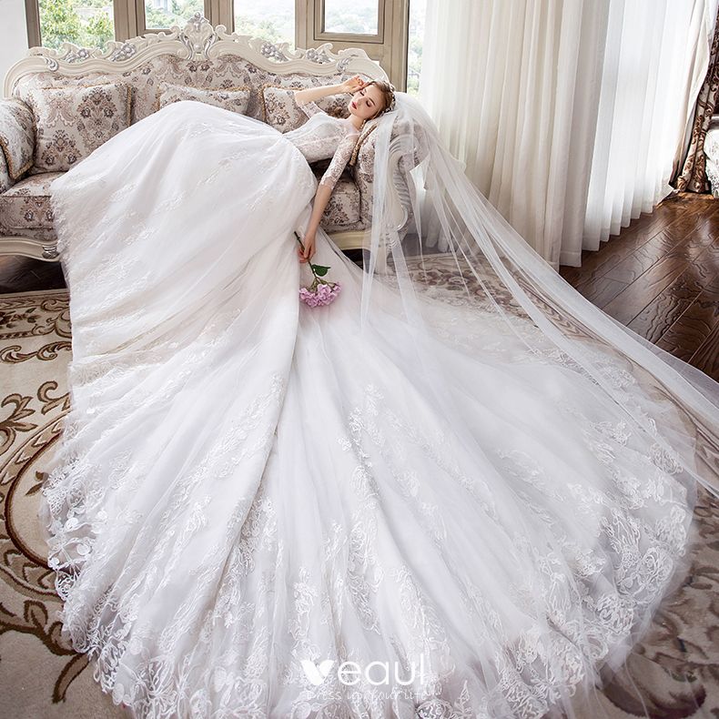 Modern / Fashion White Corset Wedding Dresses 2018 A-Line / Princess ...