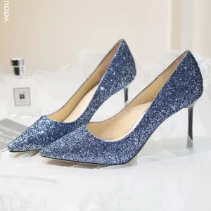 navy blue sequin heels