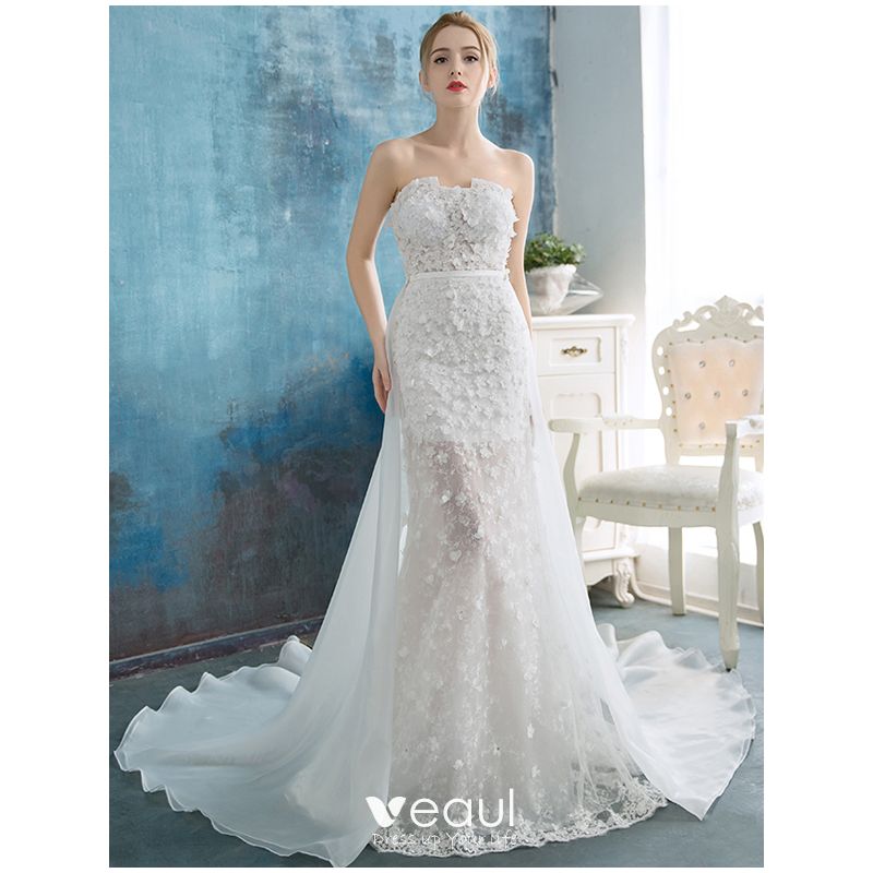 mermaid sleeveless wedding dress