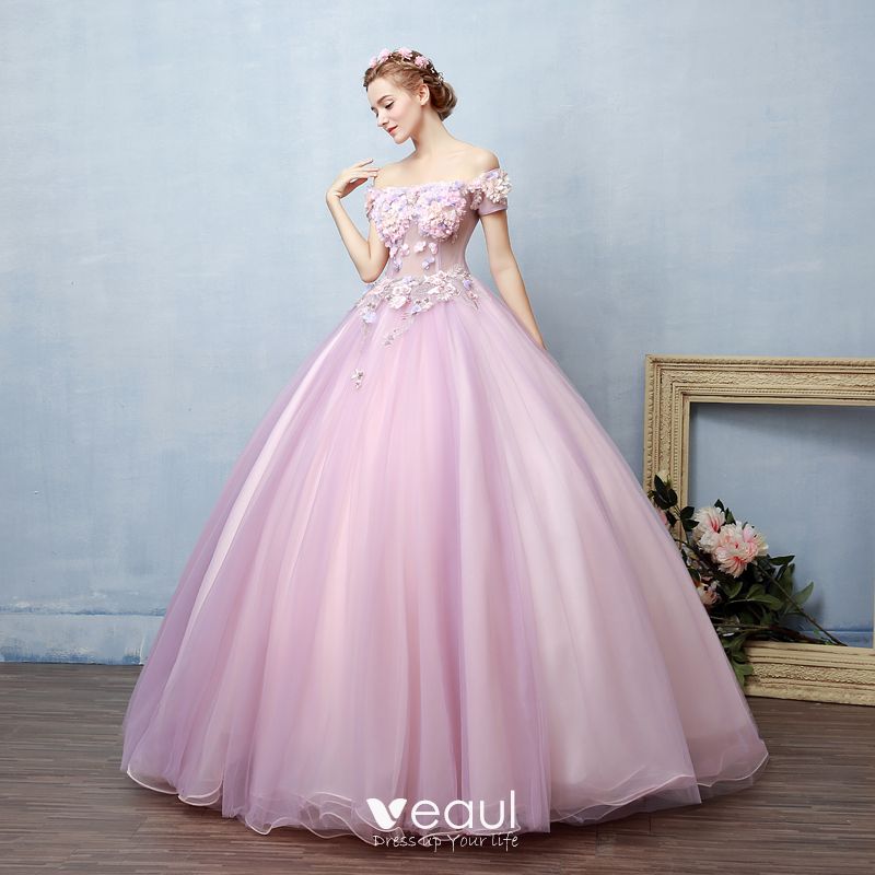 Illusion Blushing Pink See-through Prom Dresses 2019 Ball Gown Off-The ...