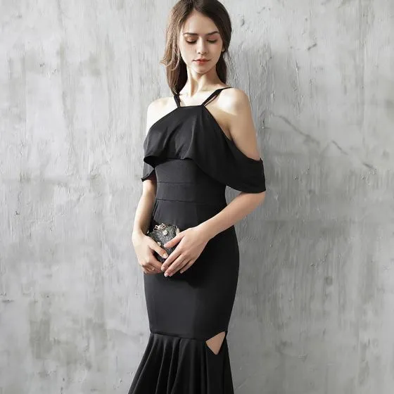 Modern / Fashion Evening Dresses 2017 Black Asymmetrical Trumpet ...