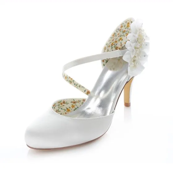 white satin wedding heels