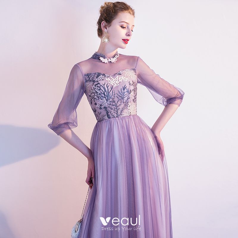 Chic / Beautiful Lavender Evening Dresses 2020 A-Line / Princess High ...