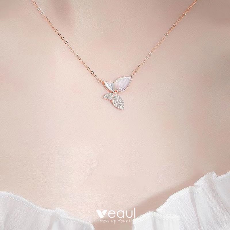 Rose Gold Cupchain Diamante Butterfly Necklace in 2023