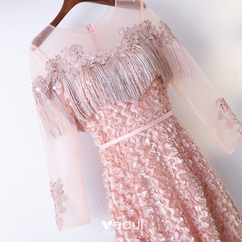 Chic / Beautiful Blushing Pink Evening Dresses 2017 A-Line / Princess ...