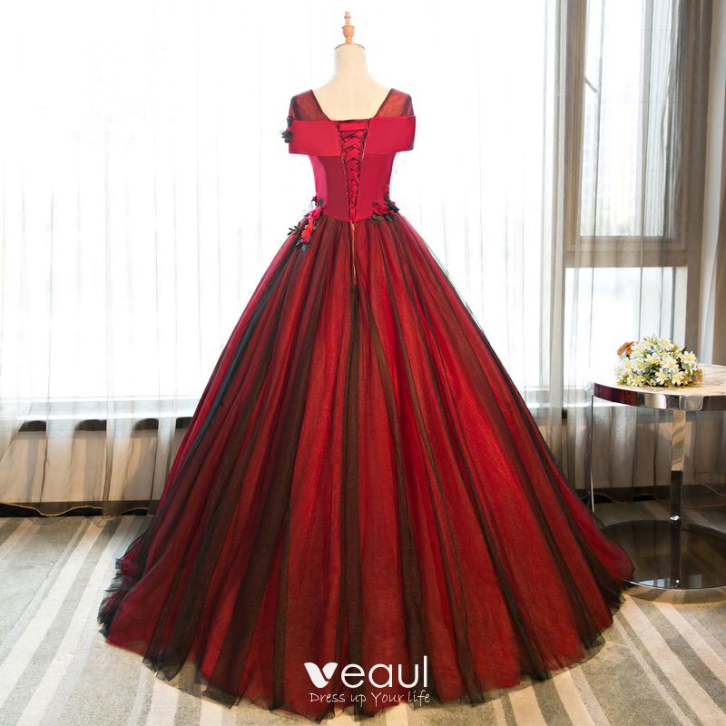 burgundy gown with sleeves