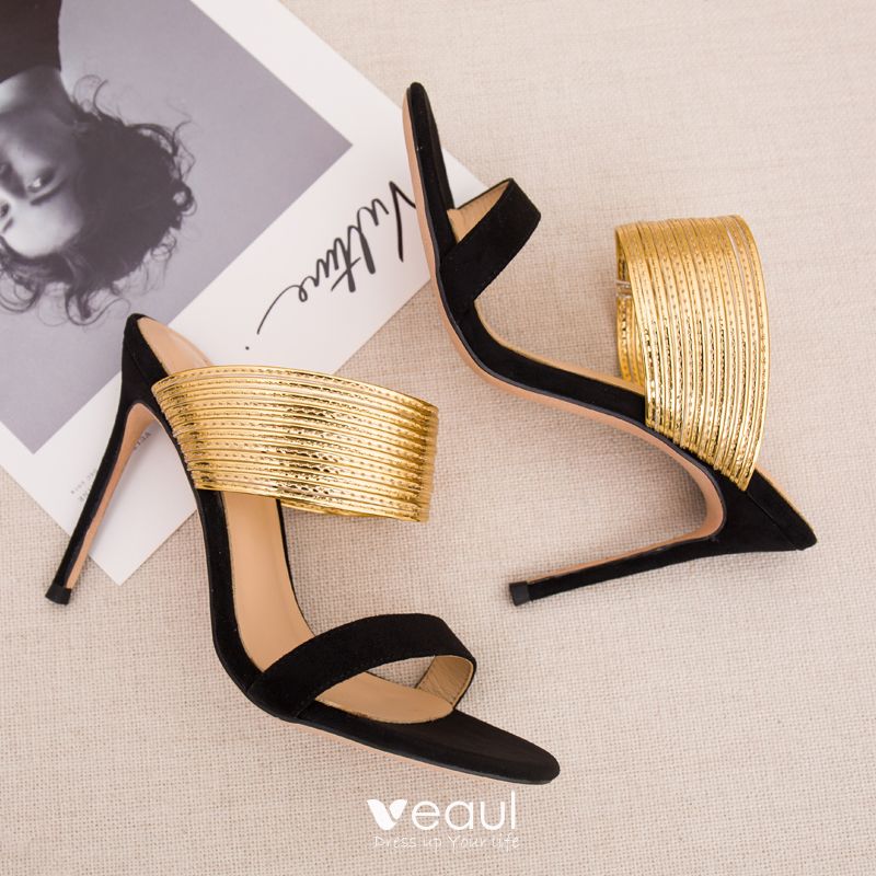 black and gold high heels