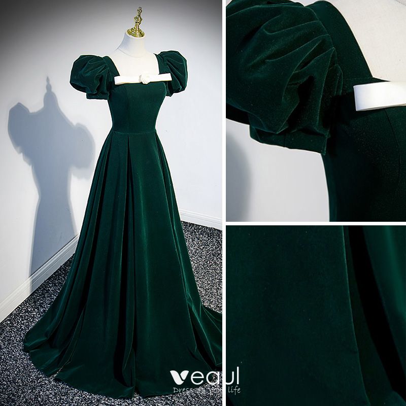 Elegant Dark Green Prom Dresses 2023 A-Line / Princess Square Neckline ...