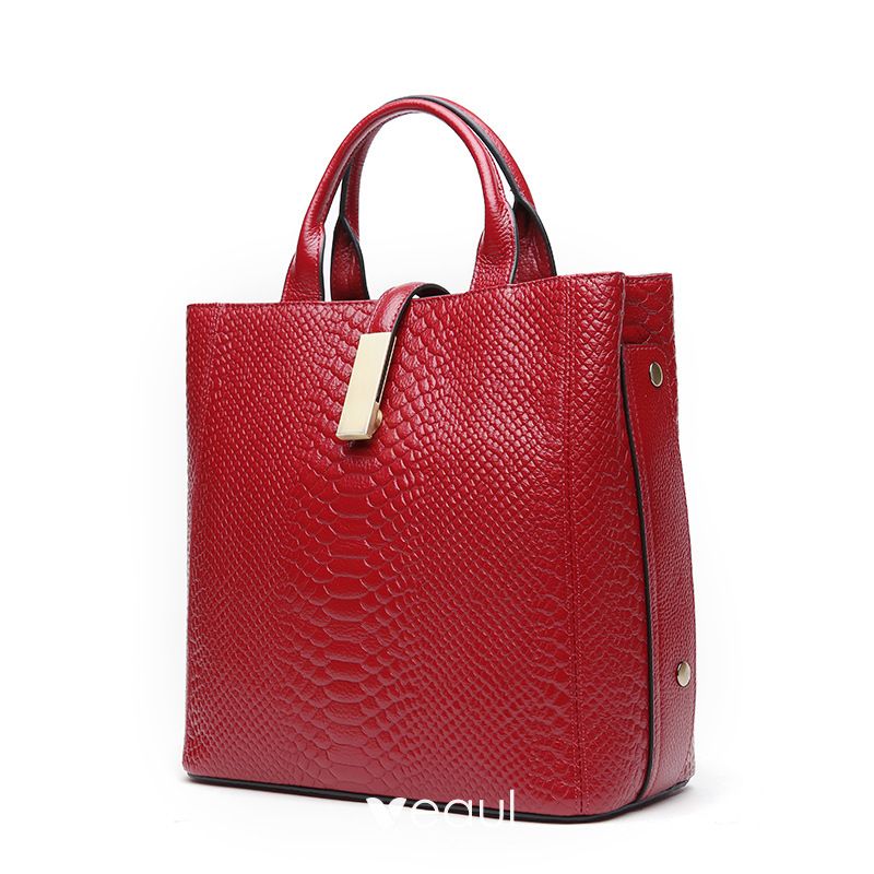 Alligator Tote Bag In Burgundy