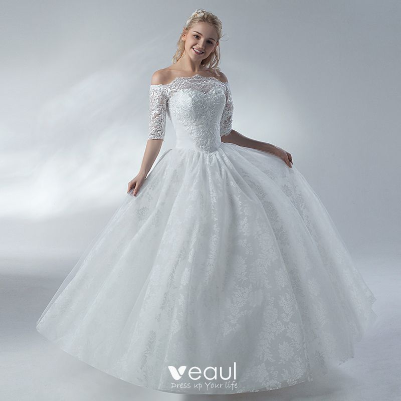 Affordable White Wedding Dresses 2018 A Line Princess Lace