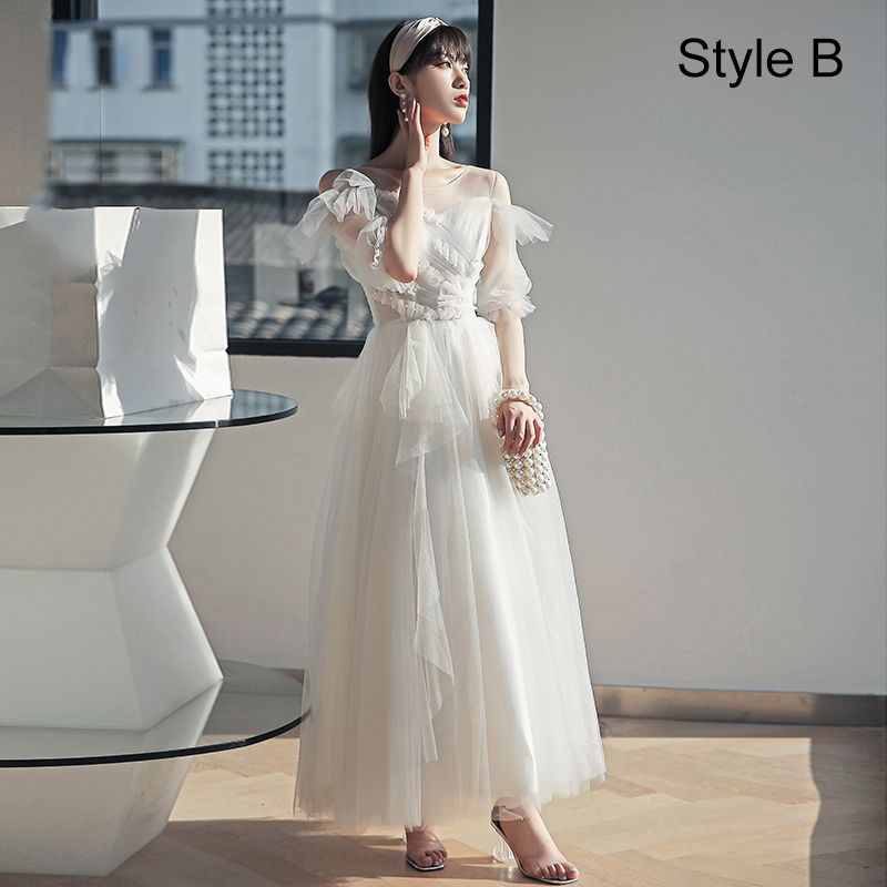 Chic / Beautiful White Bridesmaid Dresses 2021 A-Line / Princess Square ...