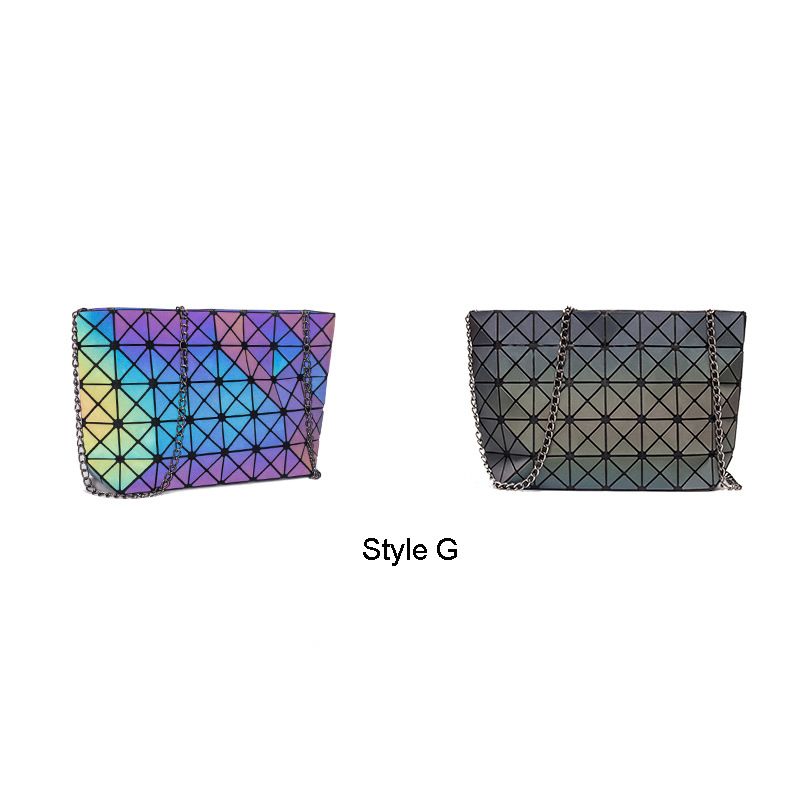 3-piece Multi-Colors Luminous Geometric Square Messenger Bag Shoulder Bags  Purse 2021 PU Holographic Reflective Women's Bags