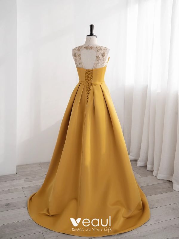 mustard yellow prom dresses 2019