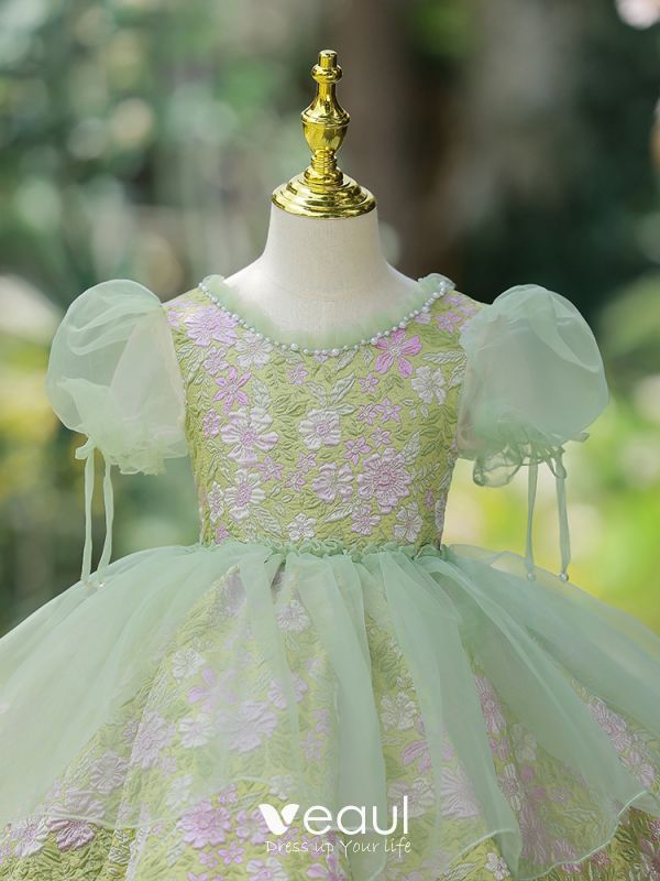 Chic / Beautiful Sage Green Flower Prom Short Flower Girl Dresses 2022 ...