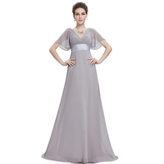 Modest / Simple Ivory Chiffon Bridesmaid Dresses 2019 Empire V-Neck ...