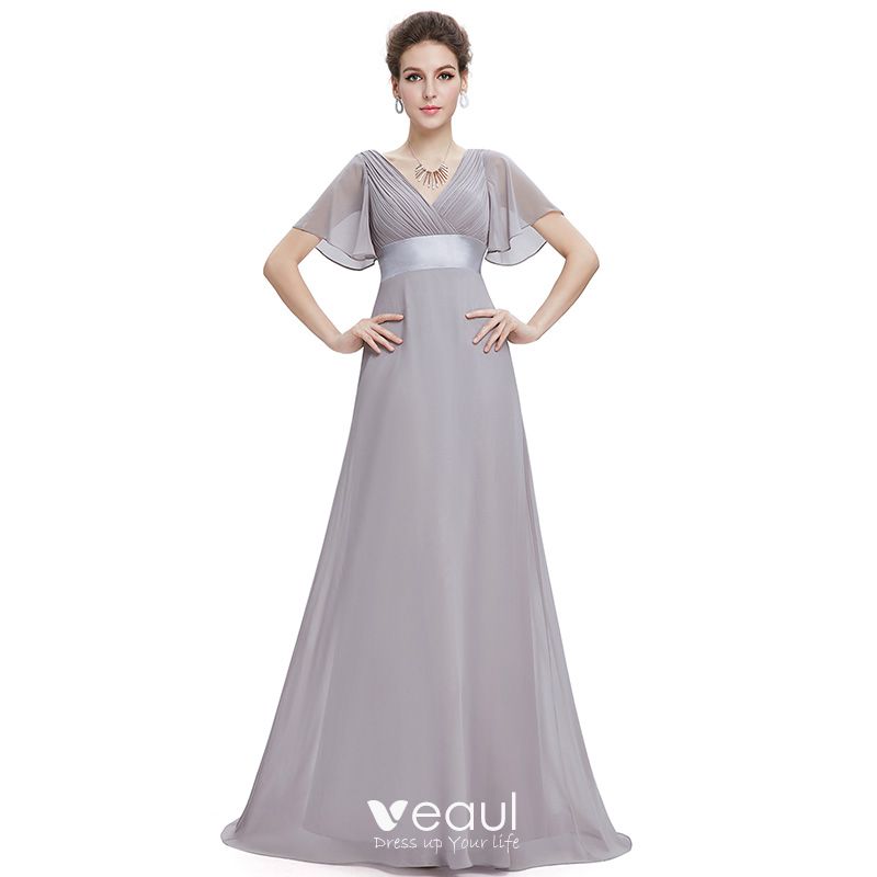 Modest / Simple Ivory Chiffon Bridesmaid Dresses 2019 Empire V-Neck ...