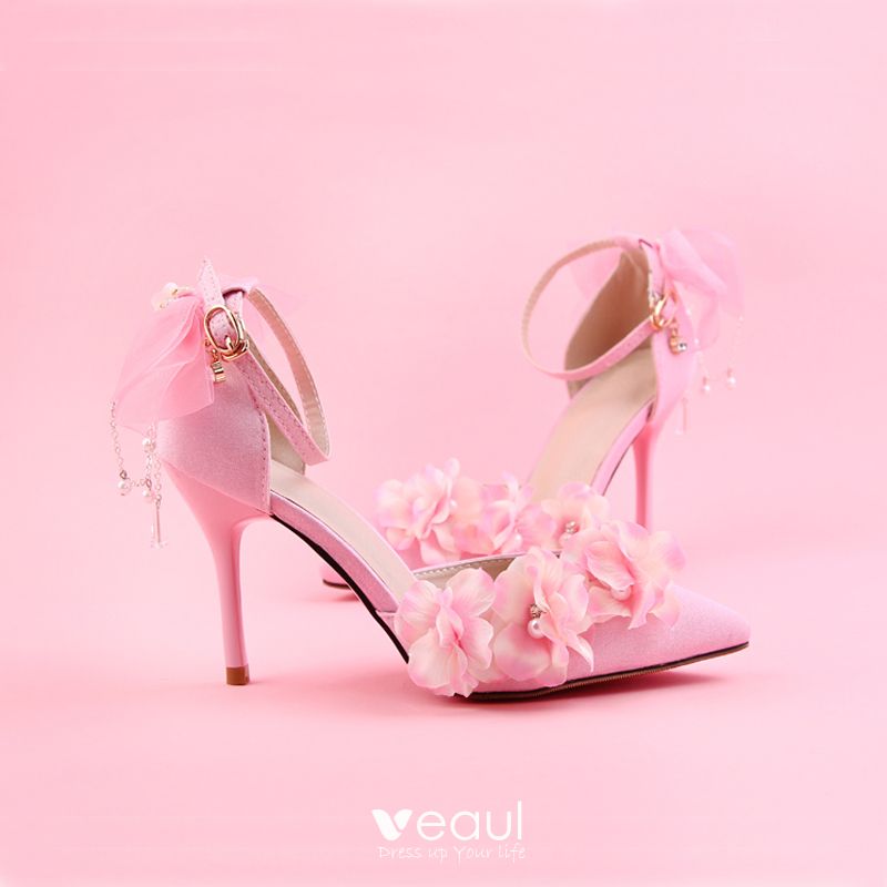 pink heels with flower