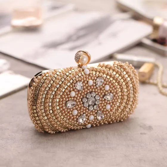 Fashion Black Pearl Rhinestone Square Clutch Bags 2020