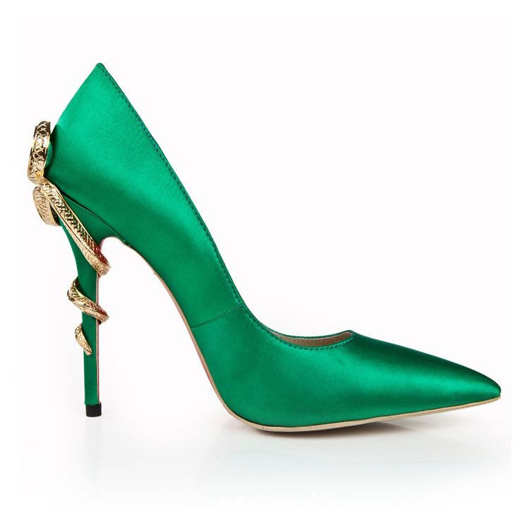 Chic / Beautiful Dark Green Evening Party Pumps 2020 Leather 9 cm ...