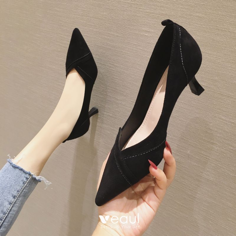Chic / Beautiful Navy Blue Casual Pumps 2020 Suede 7 cm Stiletto Heels ...