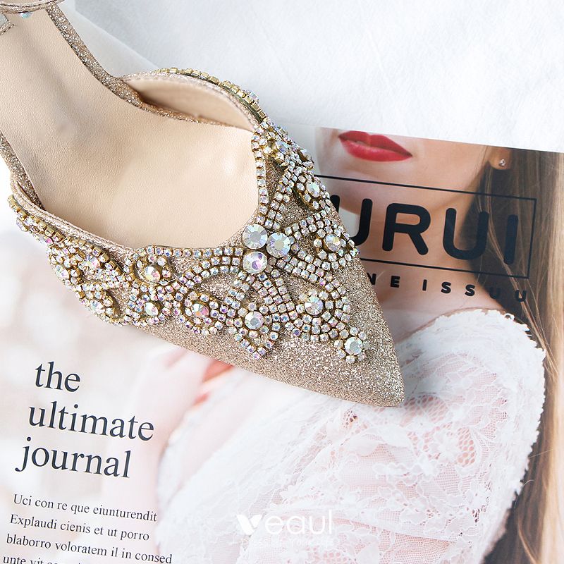 gold rhinestone wedding shoes