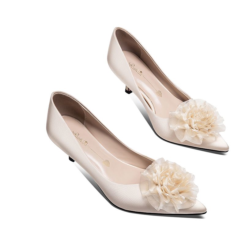 wedding shoes low heel champagne
