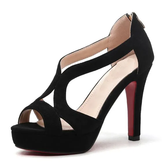 3 inch black open toe heels