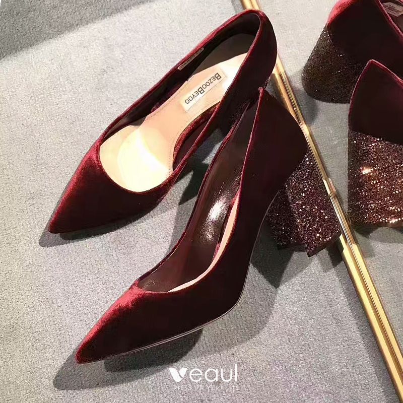 maroon glitter heels