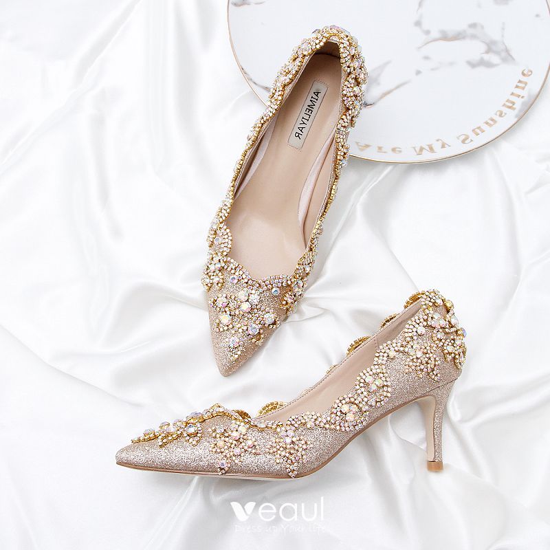 gold glitter wedding shoes