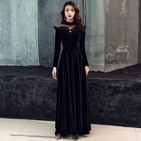 long sleeve black winter dress