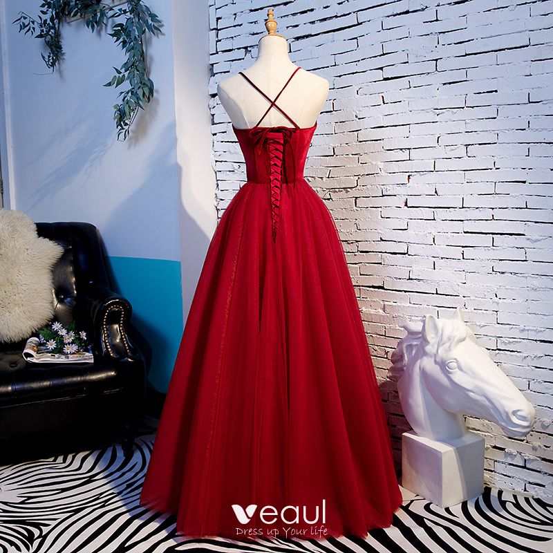 Modest / Simple Red Prom Dresses 2020 A ...