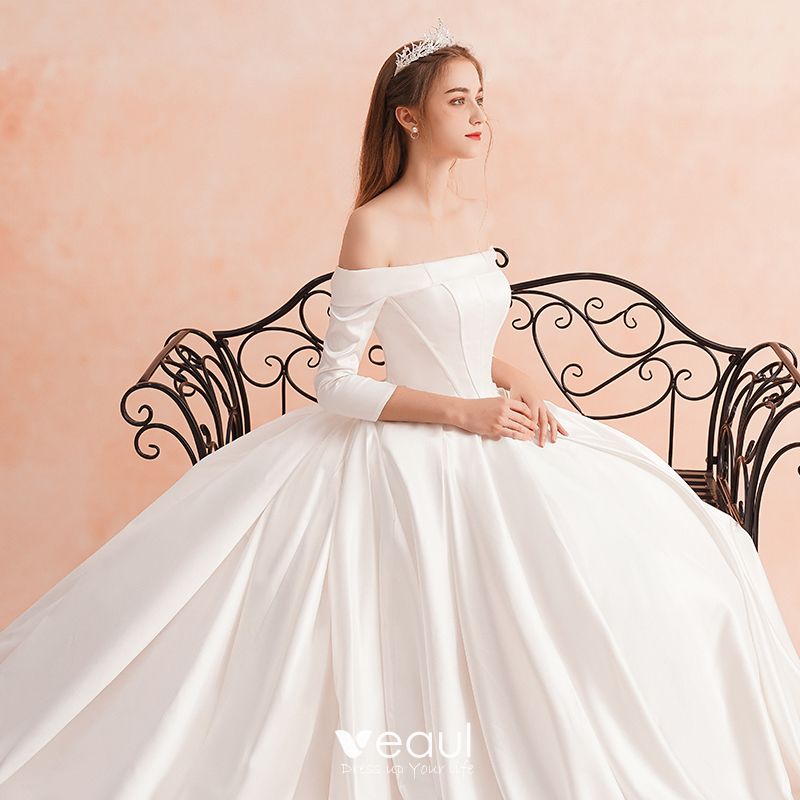 Modest / Simple Ivory Winter Wedding Dresses 2019 ALine