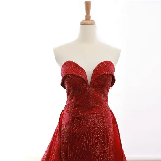 High-end Red Evening Dresses 2023 A-Line / Princess Sweetheart ...