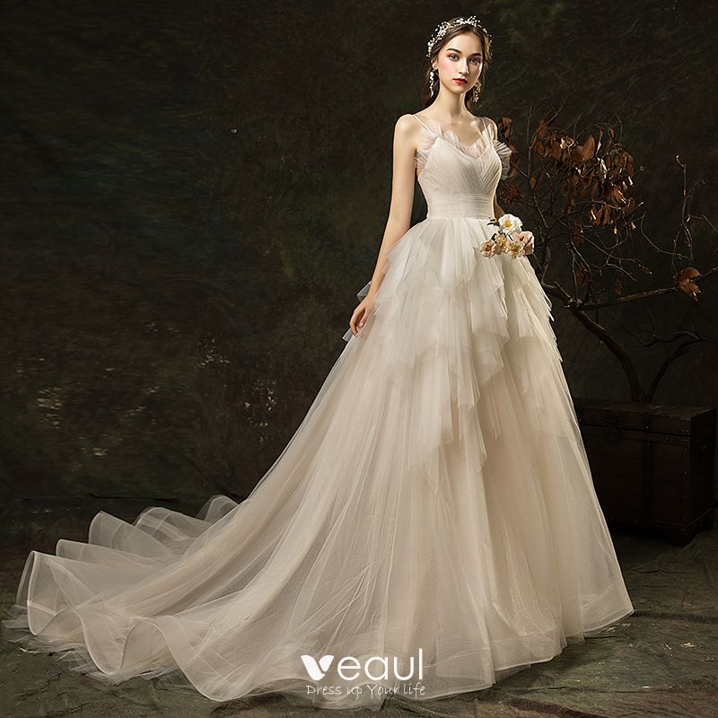 Modern / Fashion Ivory Ruffle Wedding Dresses 2019 A-Line / Princess ...