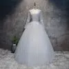 Chic / Beautiful Silver Prom Dresses 2017 Ball Gown Scoop Neck Long
