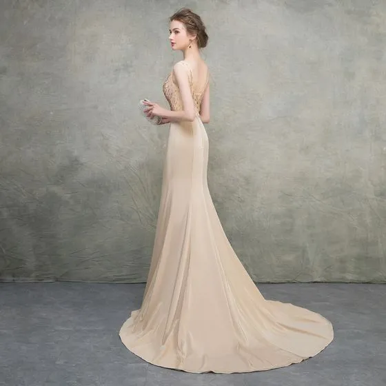 khaki evening gown
