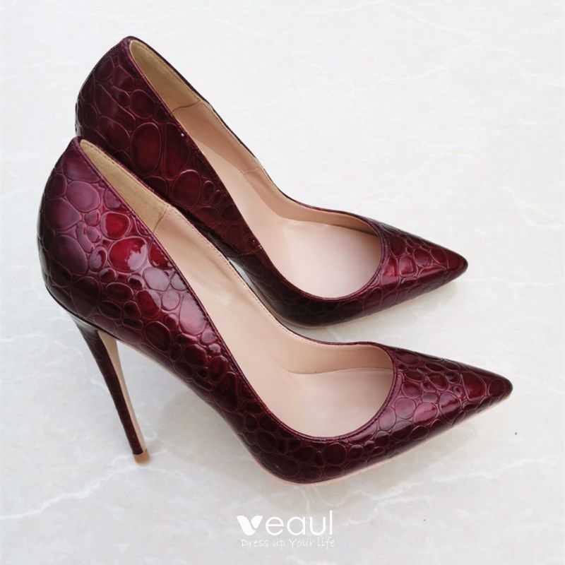 burgundy high heels
