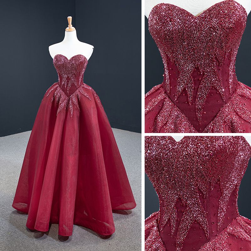 Luxury / Gorgeous Burgundy Engagement Prom Dresses 2020 Ball Gown ...