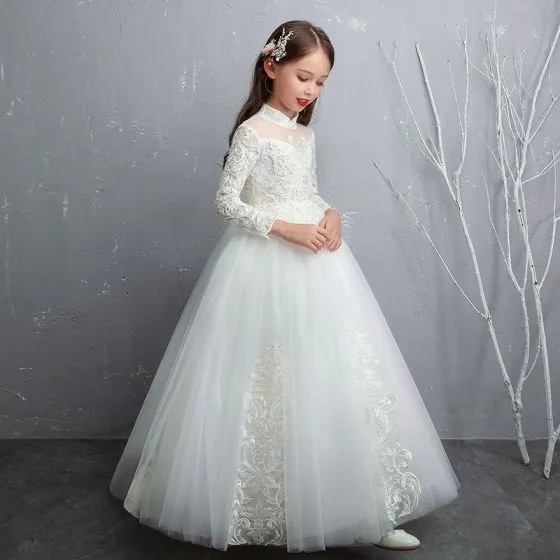 Chic / Beautiful White Flower Girl Dresses 2020 A-Line / Princess See ...