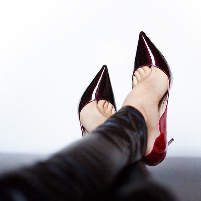 Sexy Black Evening Party Red Sole Pumps 2023 Leather 12 cm Stiletto Heels  Pointed Toe Pumps High Heels