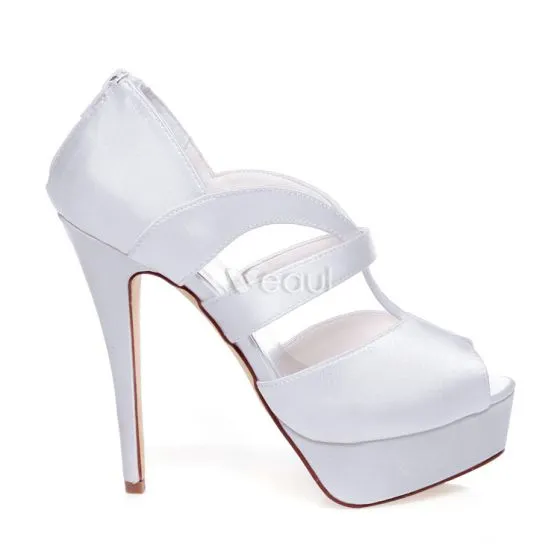5 inch white heels