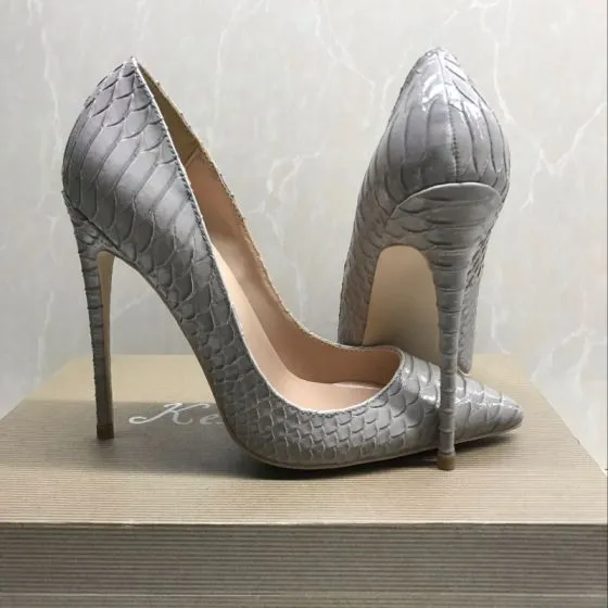 grey pointed toe heels