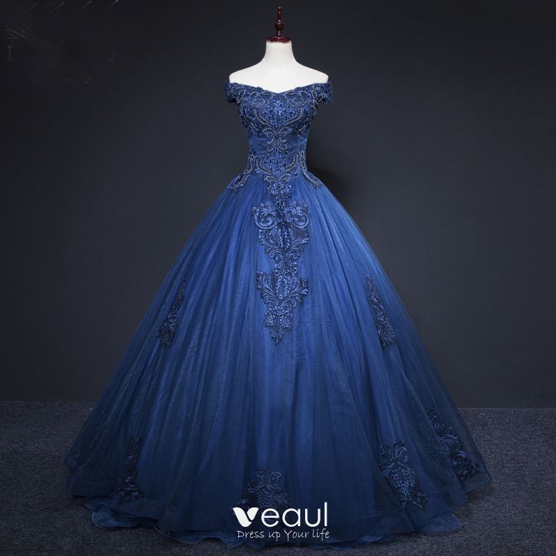 Vintage / Retro Navy Blue Prom Dresses ...
