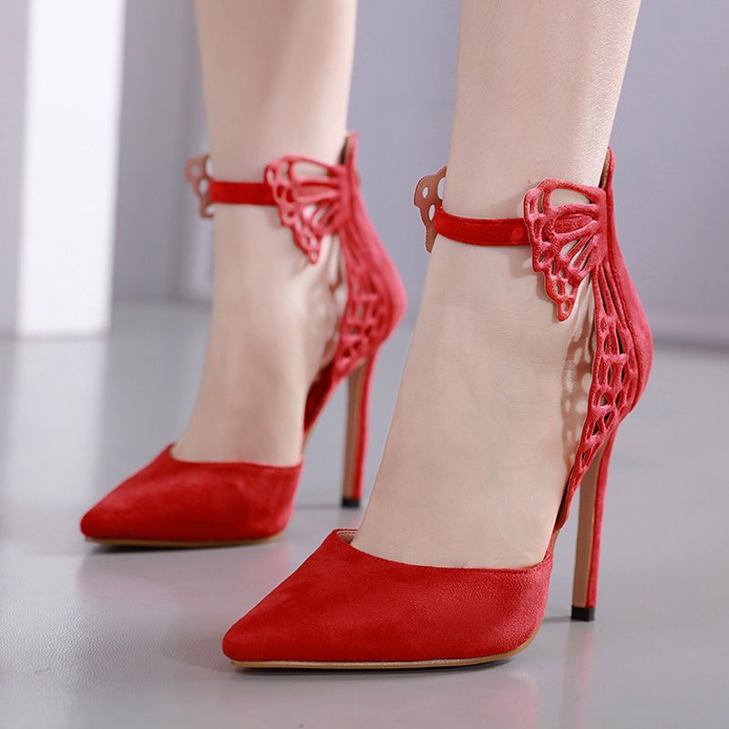 Smart.A Womens Suede high Heels Pointed for Womens Party Dresses 