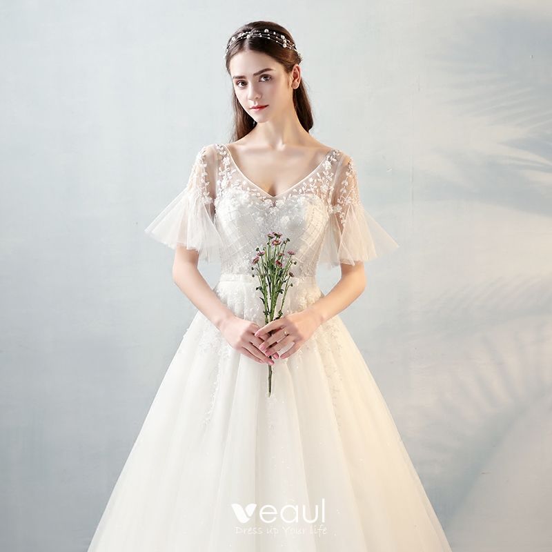 Modern / Fashion Ivory See-through Wedding Dresses 2018 A-Line ...