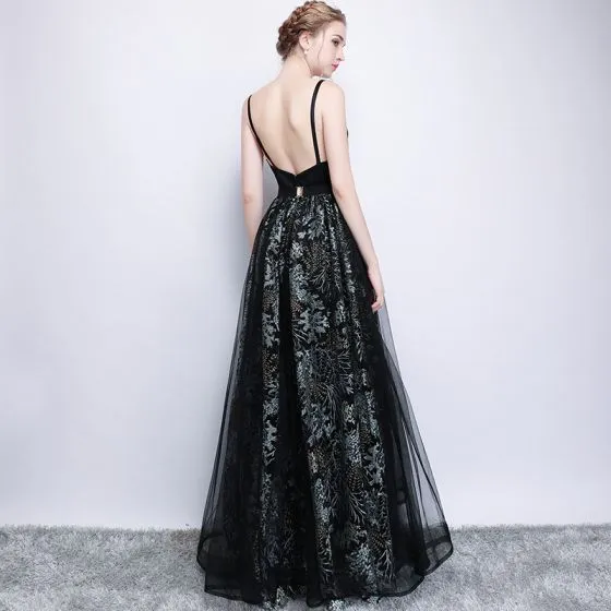 metallic black gown