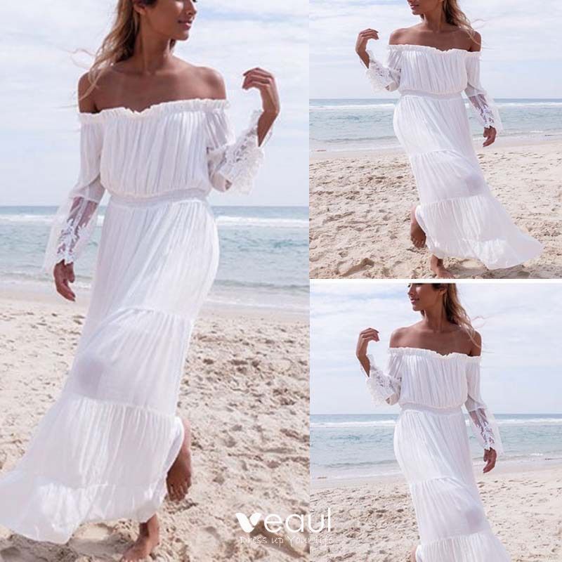 white summer maxi dress with sleeves